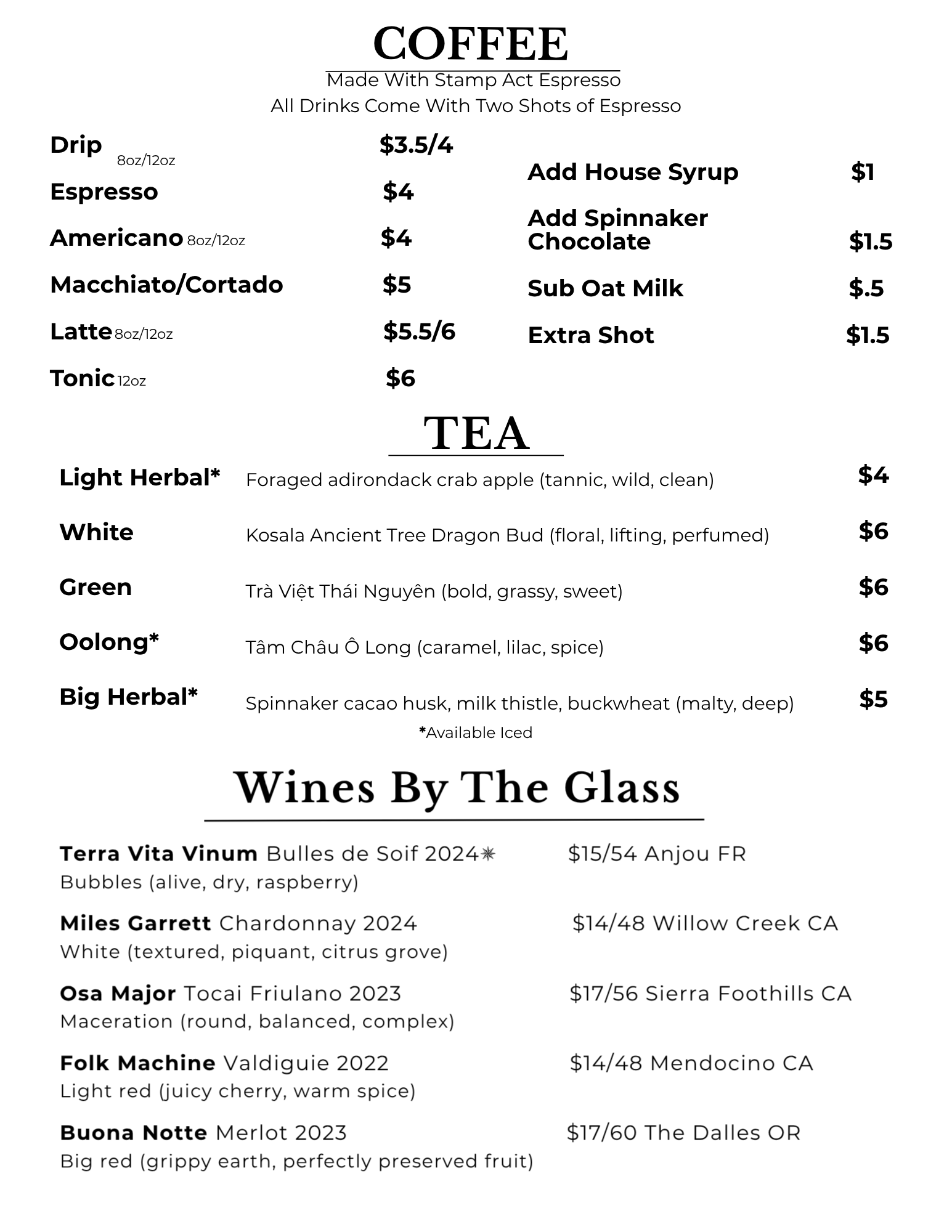 Lunch menu, page two